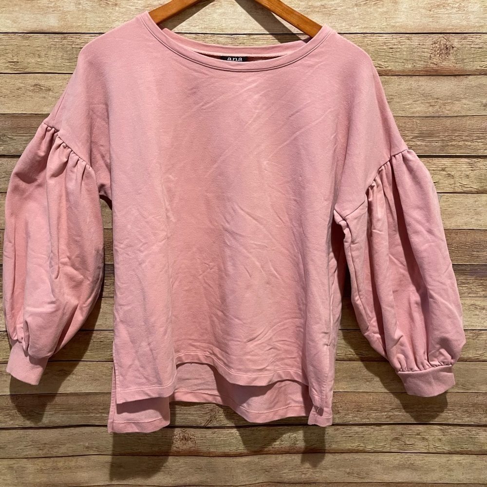 a.n.a. Rose Pink Drop Shoulder Balloon Sleeve Sweatshirt Size: Large